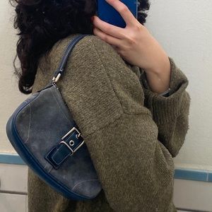 *RARE FIND* COACH Suede Demi Navy Mini Purse Shoulder Bag